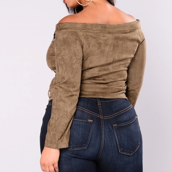 Fashion Nova Suede Sway plus size off shoulder jacket Spring - Picture 3 of 5